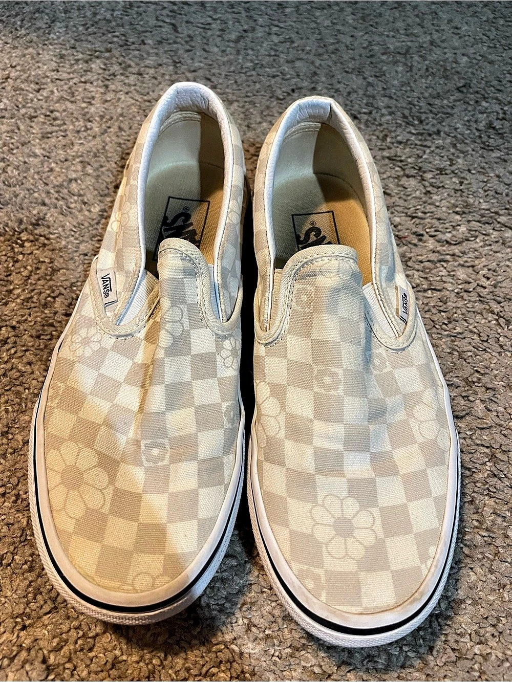 Vans Classic Slip-On Checkerboard Floral Sneakers Cream & White